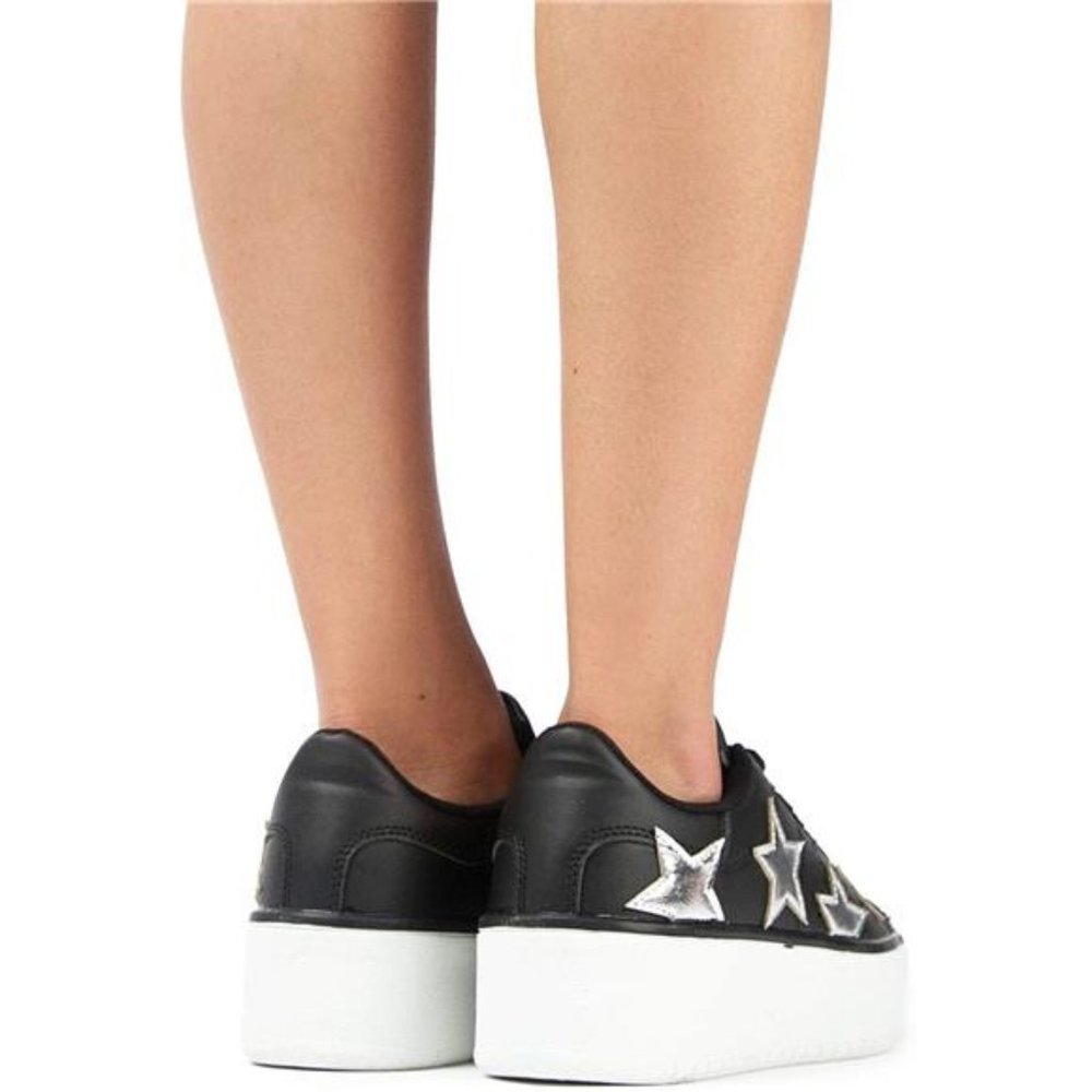 💋RESERVED: J. ADAMS BLACK w/ SILVER STARS HERO PLATFORM SNEAKERS FOR WOMEN!!! - Picture 6 of 7